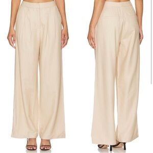 We Wore What Tailored Pant Pinstripe Trousers in Safari Multi Taupe Size 4